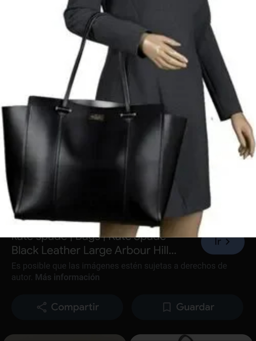 Kate Spade Black Leather Tote Bag -with Magnetic Closure Shoulder Tote